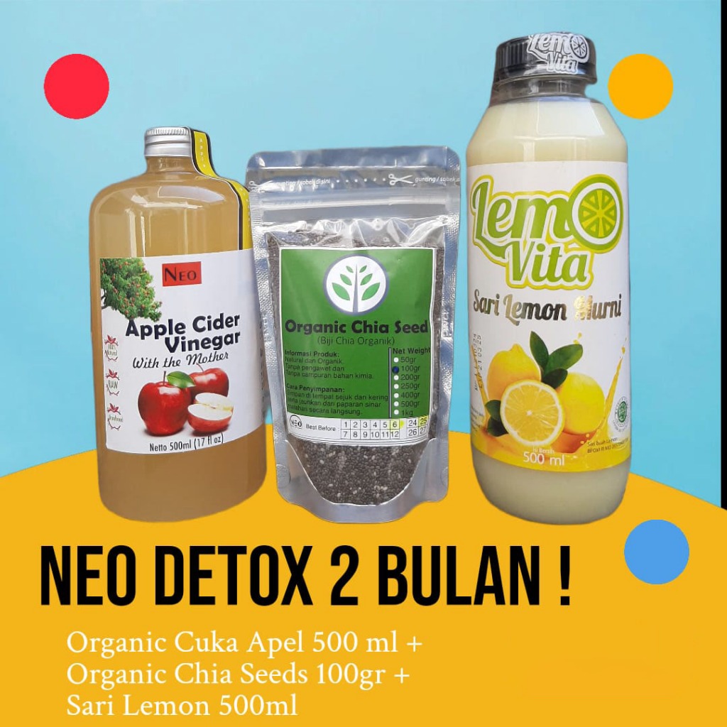 

Neo Detox 2 bulan! Cuka Apel 500ml+Organic Chia Seed 100gr+Sari Lemon 500ml