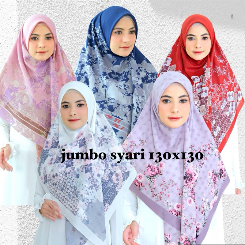 HIJAB JUMBO syar'i MOTIF UKURAN 130x130