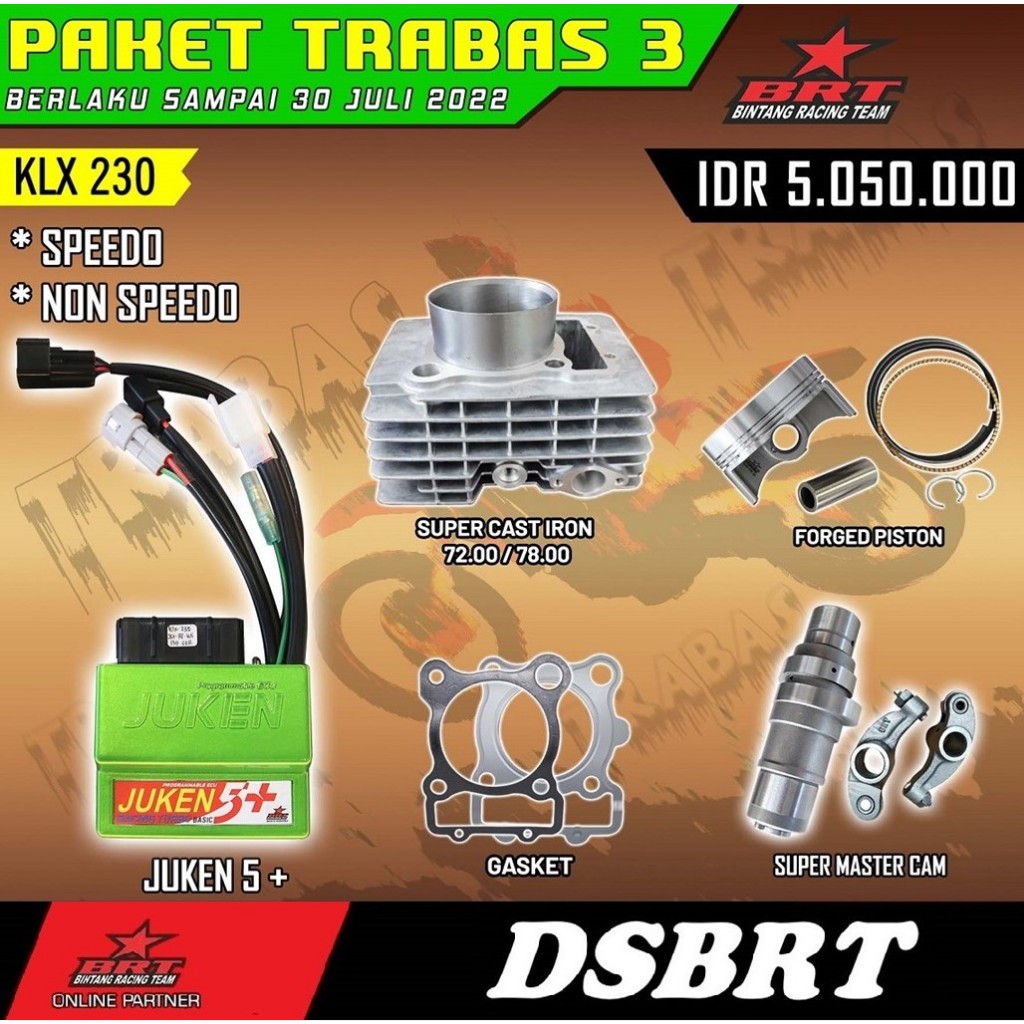 PAKET BORE UP BRT KLX 230 BLOK + ECU + CAM NOKEN AS BRT KLX230 230 R