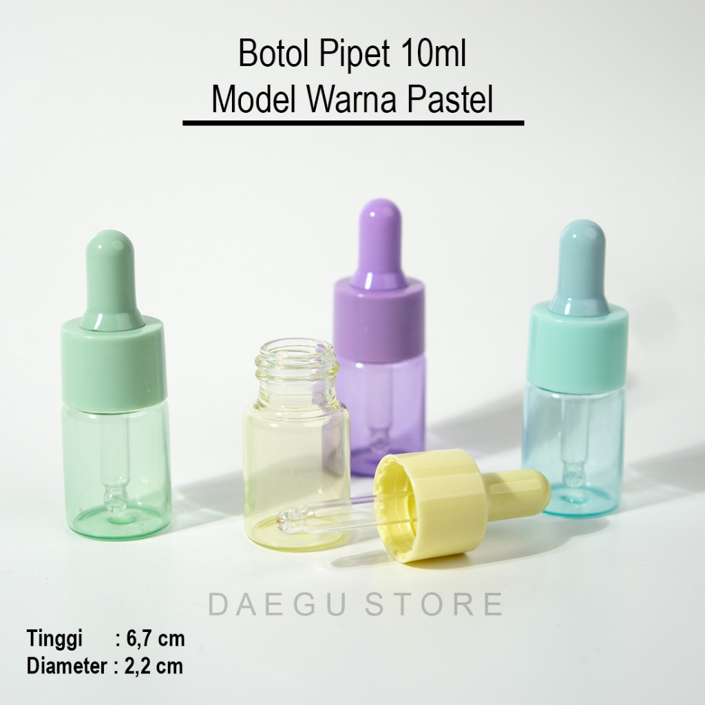 Botol Pipet Serum 10ml Kaca Tebal Warna Macaron Pastel Transparan Travel Mini Bottle Glass Dropper F