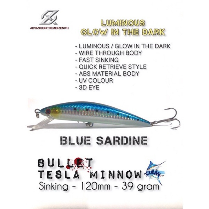 Lure AXZ Minnow Killer Sinking Bullet Tesla 39gram 120mm GID