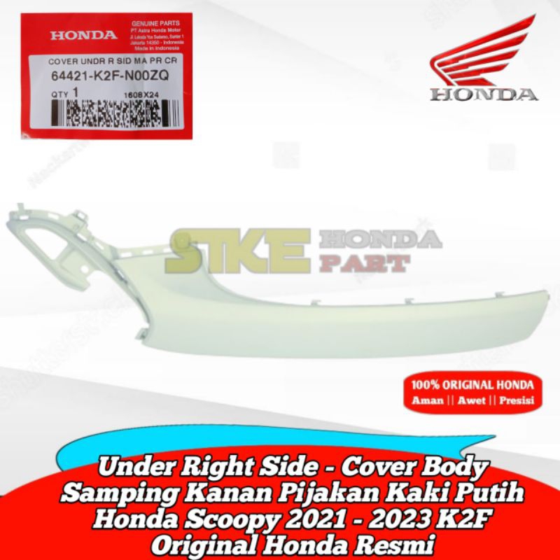 64421-K2F-N00ZQ Under Right Side - Cover Body Samping Kanan Pijakan Kaki Scoopy 2021 - 2023 Putih Do