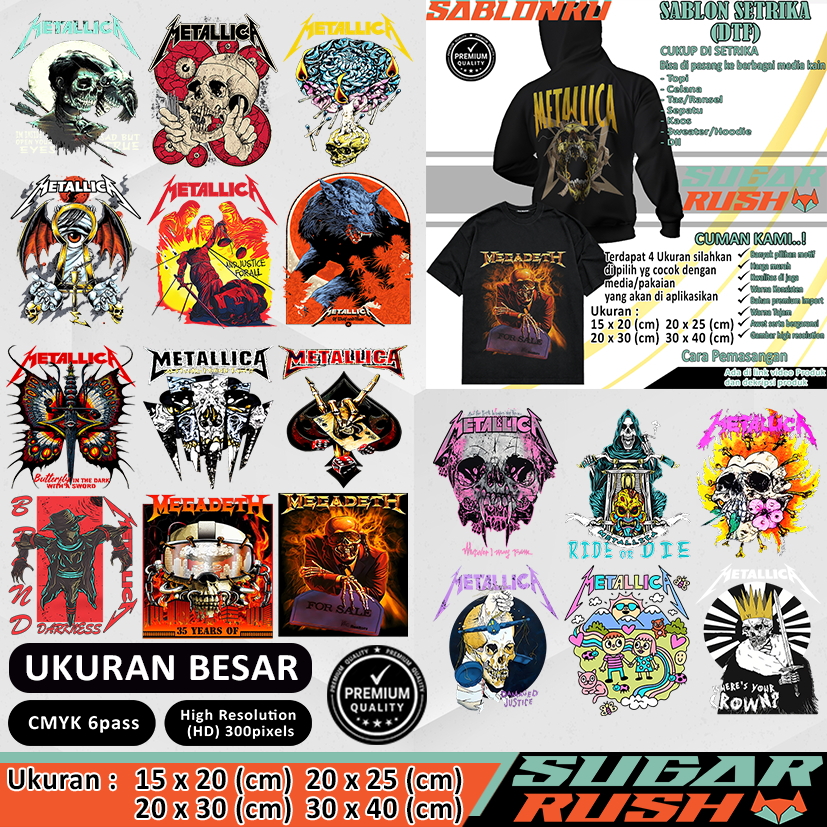 Sablon setrika kaos satuan band metal metallica ukuran besar part 5 sablon dtf kaos custom