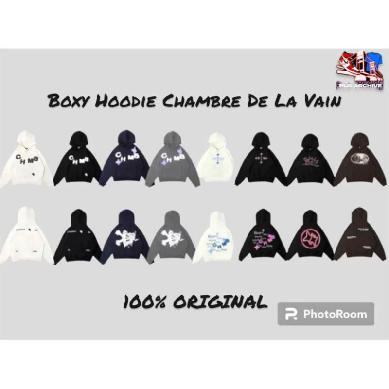 (ORIGINAL) Boxy Hoodie Chambredelavain CHMB BLESSED WHITE/CHMB BLESSED BLACK/SHOOTING STARS NAVY/SHO
