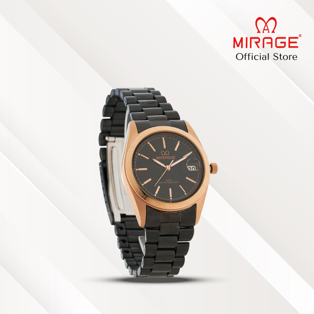 Mirage Jam Tangan Pria Analog TS 195 M Black Rose Gold Original Stainless