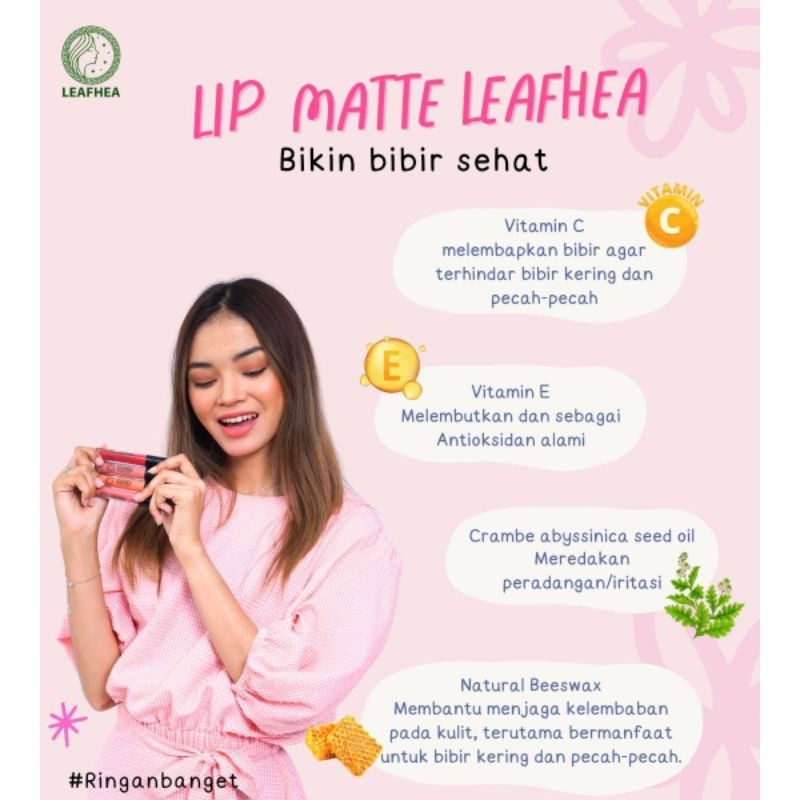 Leafhea Lipmatte Lipstik Lipcream Original BPOM Halal