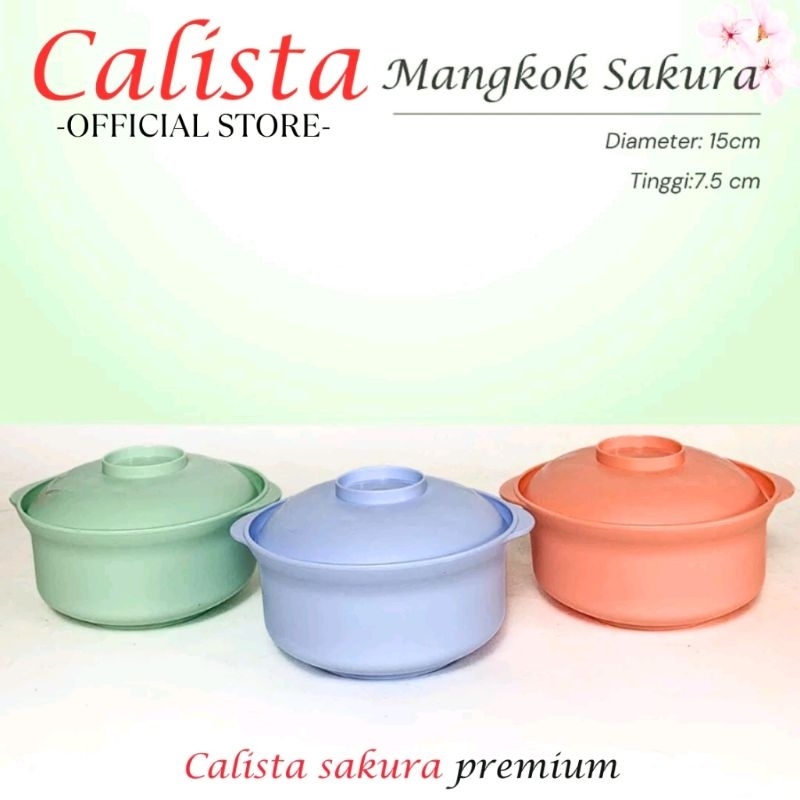 Mangkok plastik calista premium warna pastel ada tutup