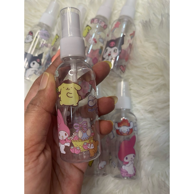 BotolSpray60mlTransparantMotifStickerSanrioLucuBotolSemprotPlastik60mlHandsanitizerBotolTravelBotolS
