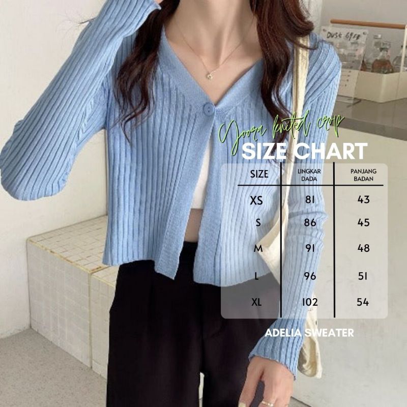 Yolla knitted crop Manja cardy cute Sweater rajut wanita Cardigan lengan panjang Atasan korean style