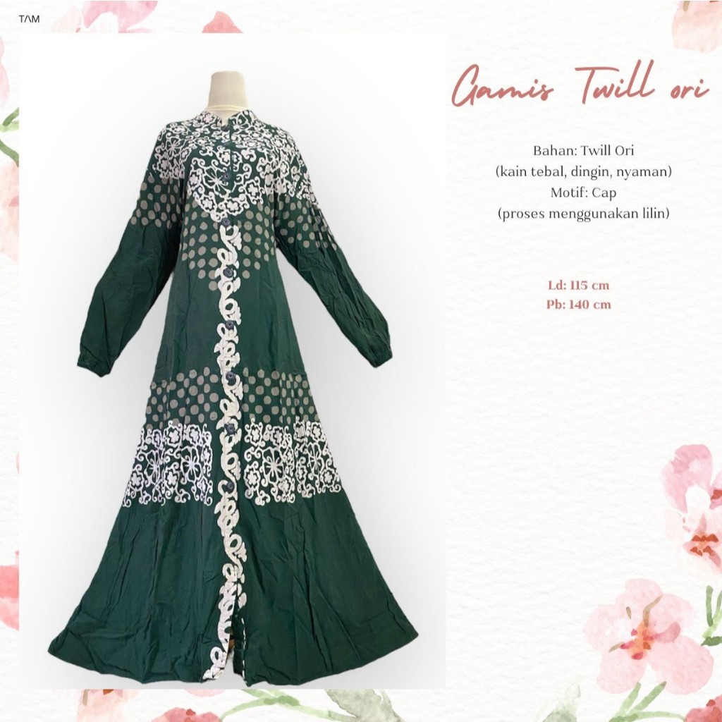 Gamis twill Ori batik cap ld 115  payung premium jumbo