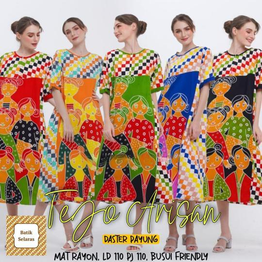 Pakaian Wanita Baju Tidur Daster Batik Payung TEJO ARISAN & TEJO BARIS Ziper Depan Busui Freidly Bah