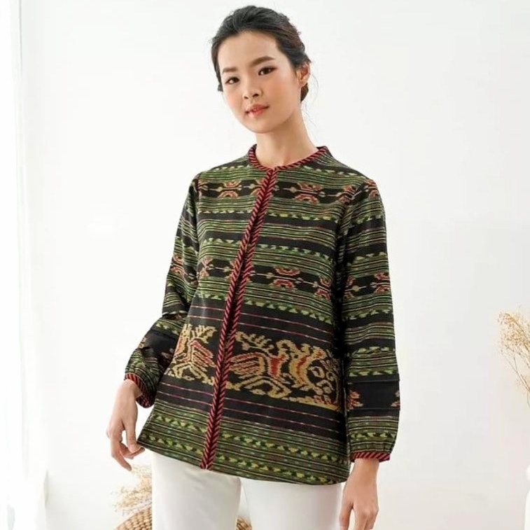Shanaya blouse / baju atasan tenun batik wanita baju kerja tenun premium