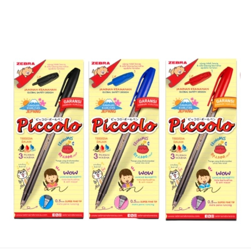 

Pulpen Zebra Piccolo 0.5 & 0.7 mm Isi 12 Pcs