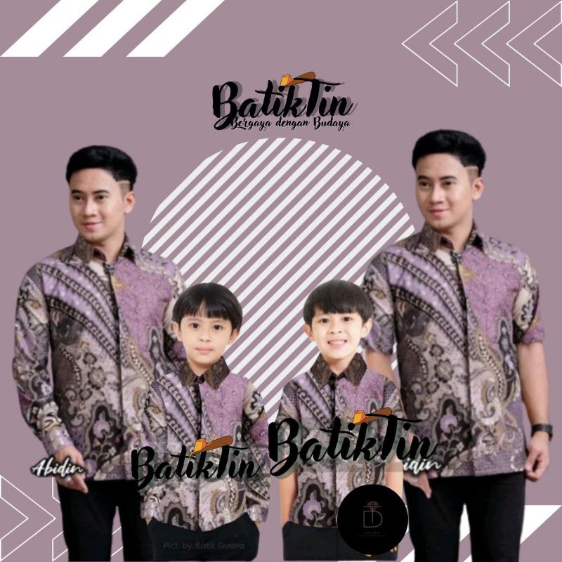 TERBARU COUPLE SWEET || COUPLE BATIK AYAH DAN ANAK COWOK || BATIK WARNA UNGU LILAC