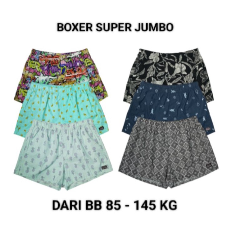 Serba baru Celana Boxer Super Jumbo 2XL 3XL 4XL Bahan Katun  Boxer Fash Jumbo  Boxer Jumbo Pria Wani