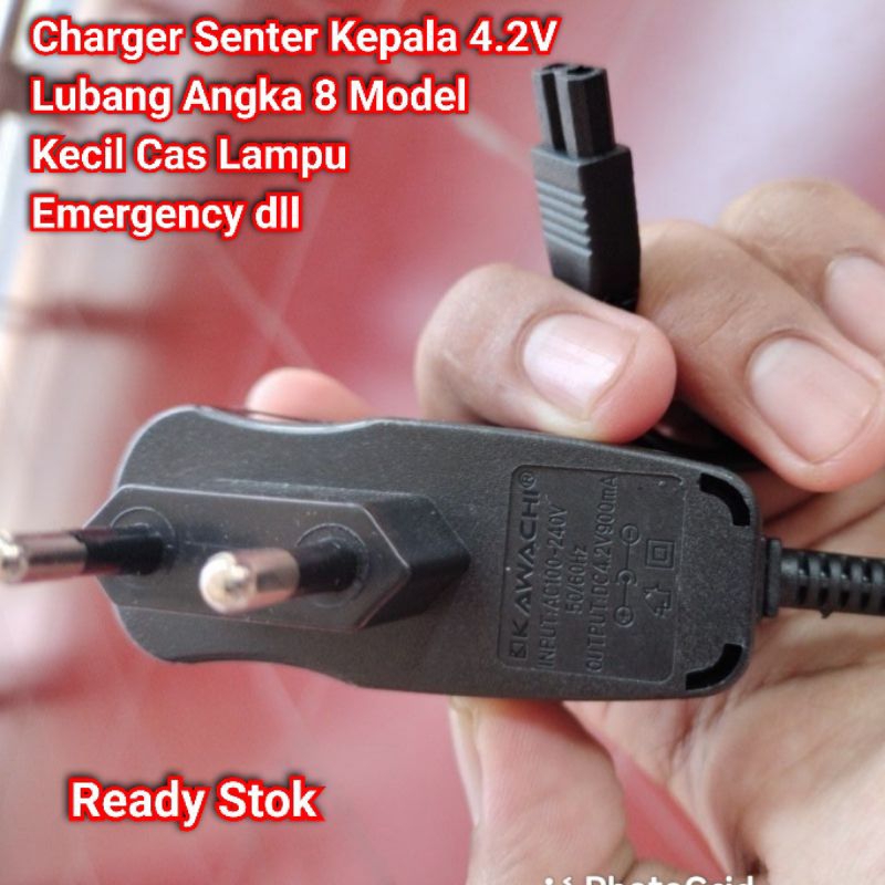 Charger Senter Kepala 4.2V Lubang Angka 8 Model Kecil Cas Lampu Emergency dll
