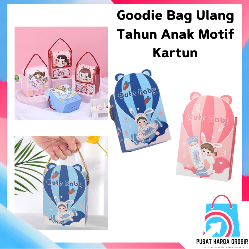 

PHG - Goodie Bag Ulang Tahun Anak Motif Kartun Tas Bingkisan Hadiah Hampers Ulang Tahun Anak Kotak Souvenir Kantong Tentengan Bingkisan Paper Bag Kertas