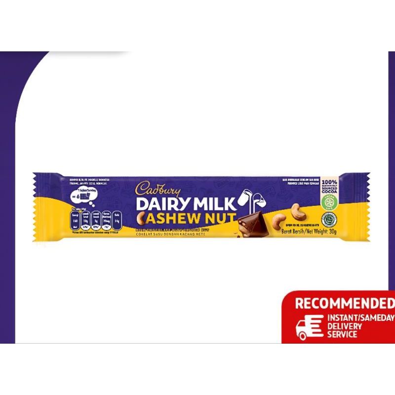 

COKELAT CADBURY DAIRY MILK CASHEW NUT 30gr 1pcs