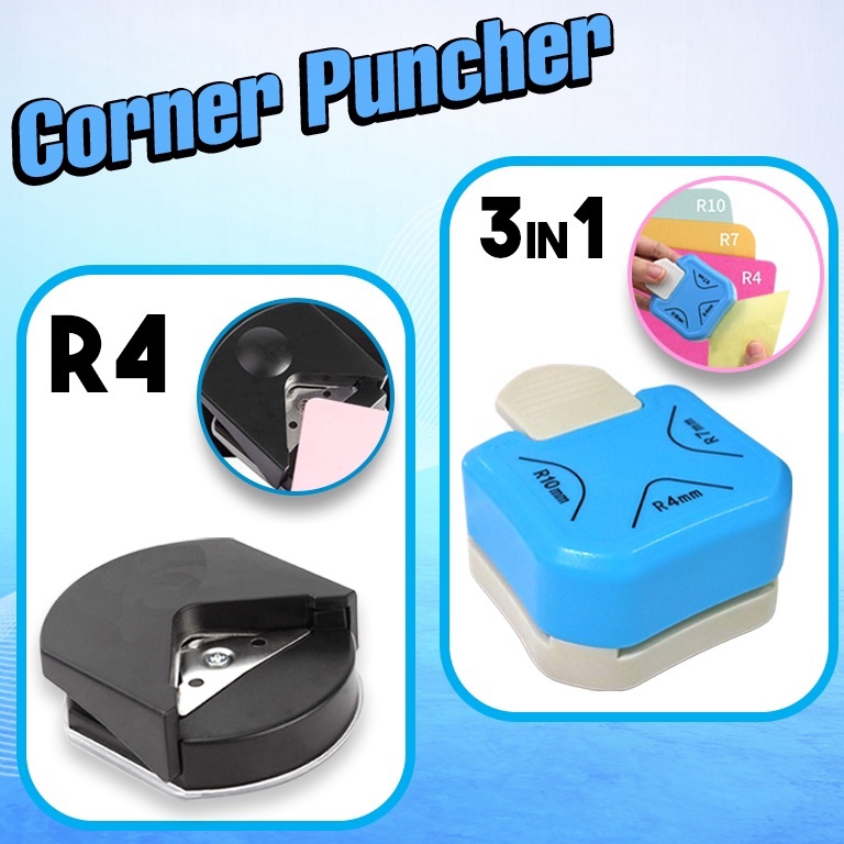 

KODE W83U Pembuat Timmer Bulat Sudut 3In1 R4mm R7mm R1mm untuk Kartu Foto Alat Buku Tempel