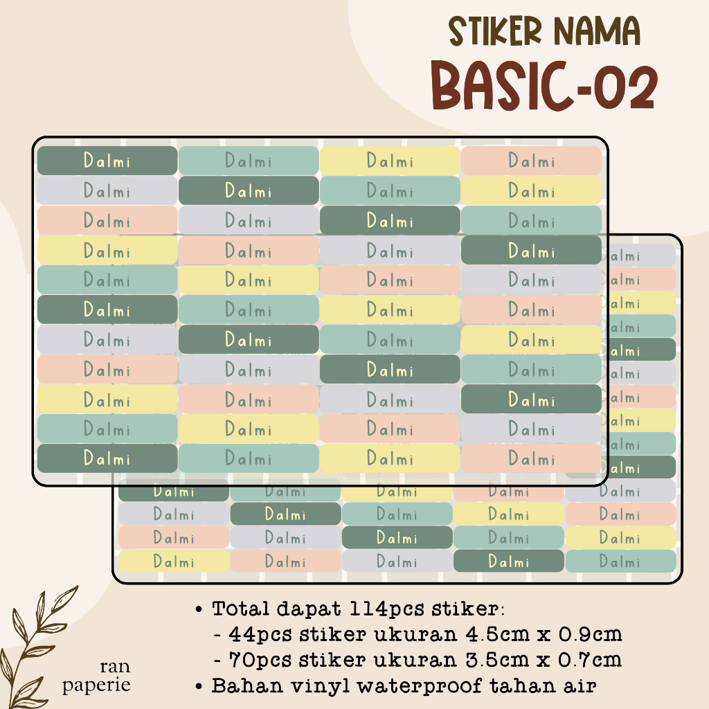 

Stiker Nama BASIC-02 Anti Air Waterproof Label Nama Sekolah Sticker Book