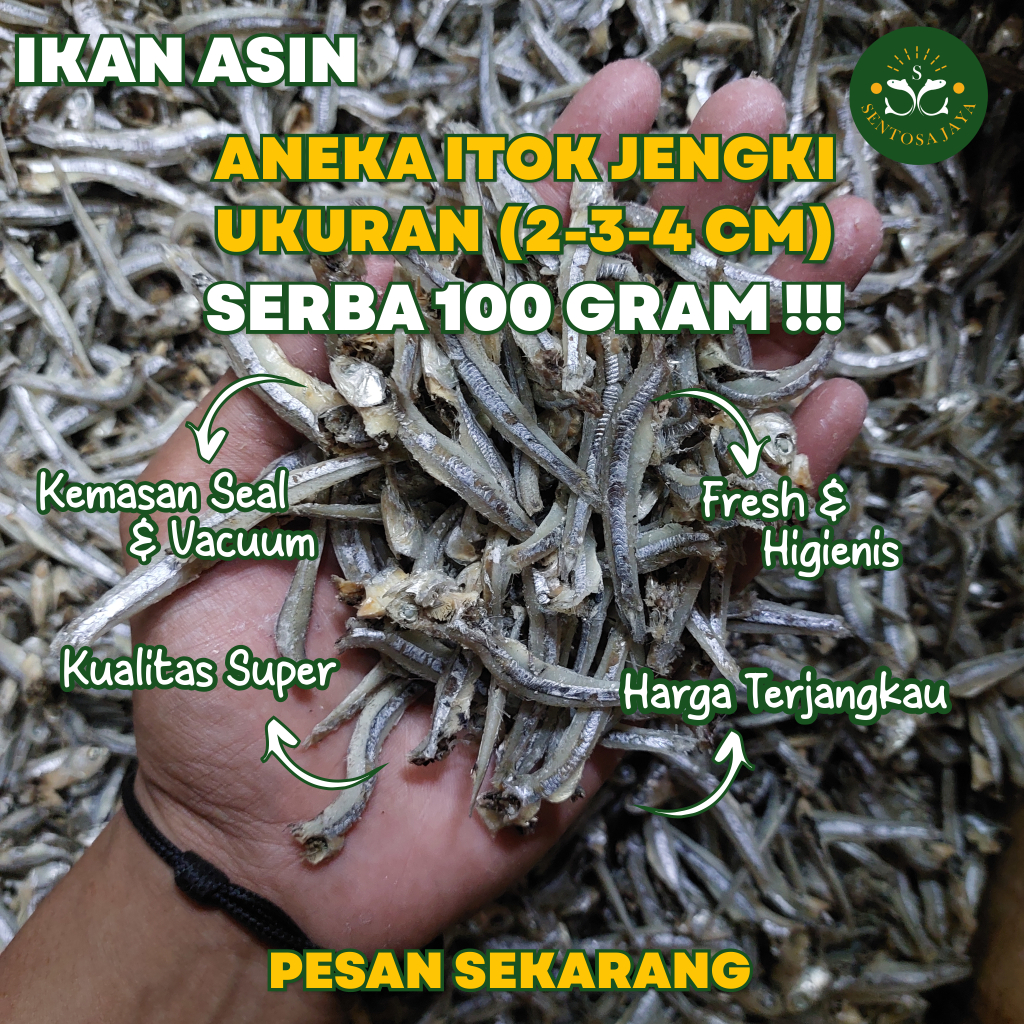 

Teri Itok Jengki 100 Gram Ikan Asin Teri Itok Jengki Aneka Itok Jengki (Lokal dan Import)