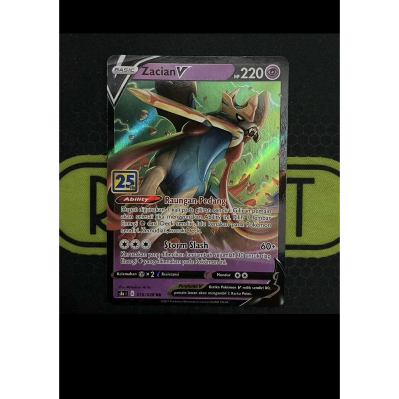 Zacian V RR 018/028, 25Th, Pokemon TCG Indonesia