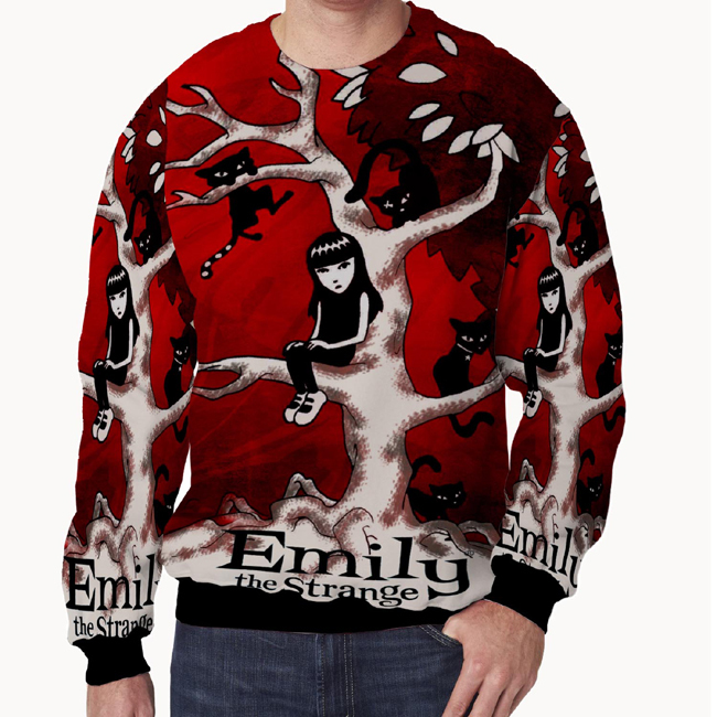Crewneck Emily the Strange Sweater Fullprint Bahan Polyester Jersey | PO 3 Hari