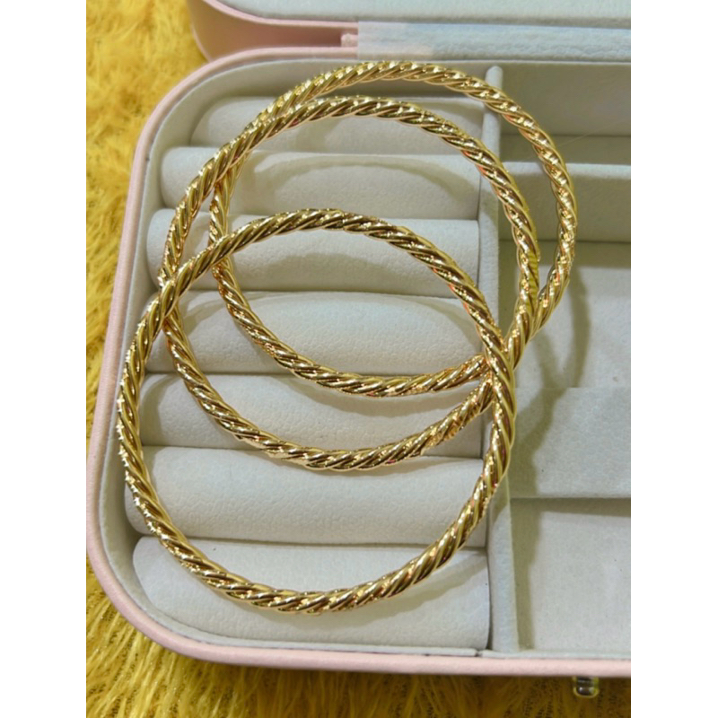 (Set 3) Gelang Keroncong Ulir Mewah Lapis Emas