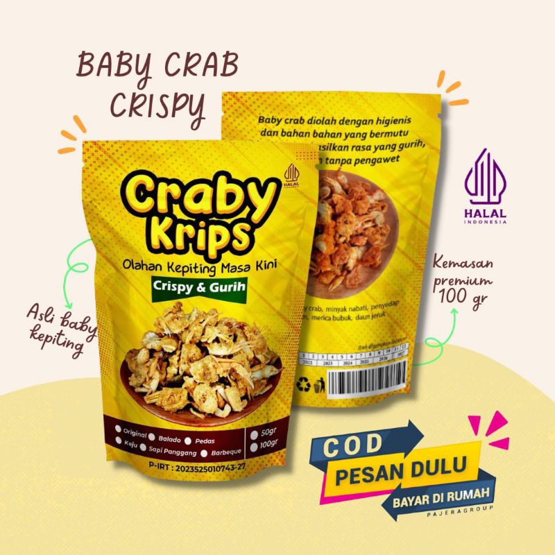 

BABY CRAB PREMIUM CRABY KRIPS JUMBO KEMASAN 100 GR