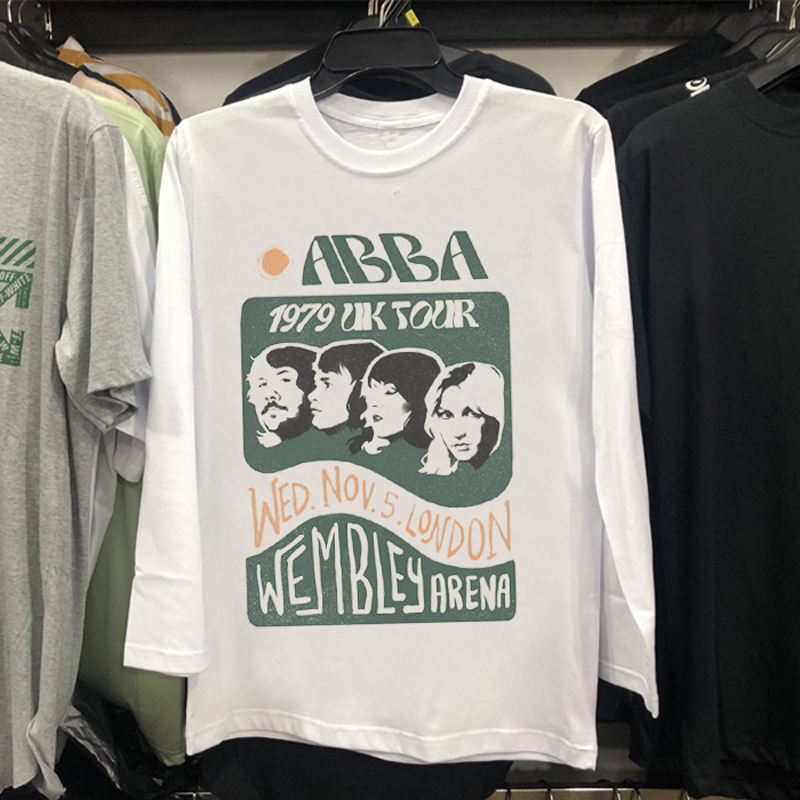 Kaos ABBA 1979 UK Tour Tshirt Tangan Panjang 100% Cotton