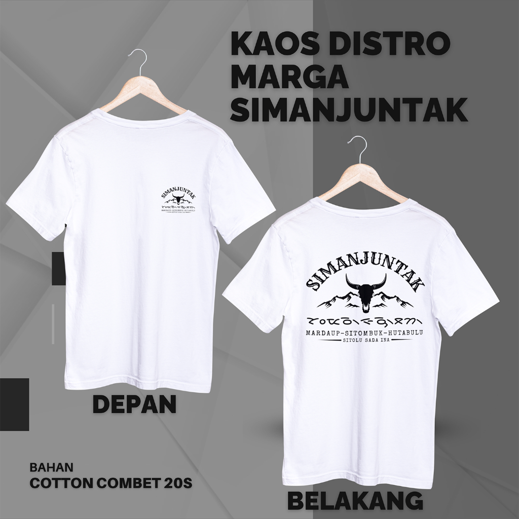 Kaos Distro batak tulisan marga simanjuntak bahan cotton combed 20s premium katun Lembut Nyaman Kere