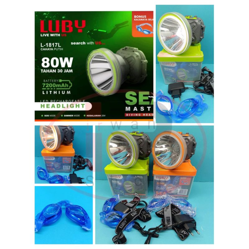 Diving Headlamp Luby 1817 80 Watt / Senter Kepala Luby L1817L / Luby L1817K 80 Watt Selam