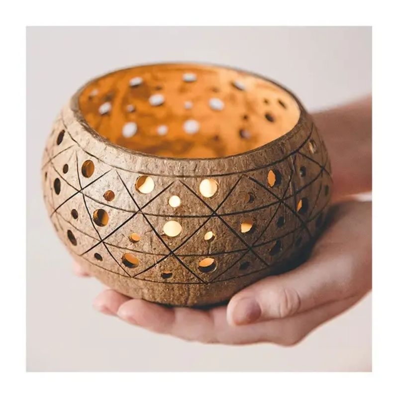 tatakan lilin aromaterapi tempat lilin aromaterapi batok kelapa unik kap lampu hias batok kelapa