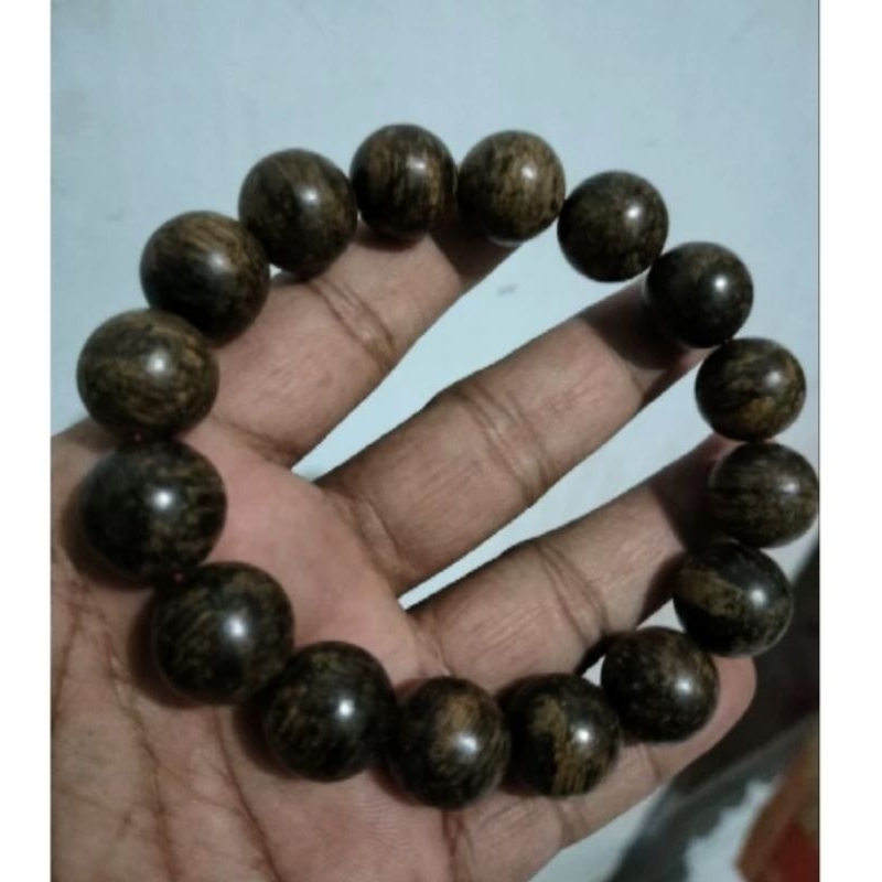 Gelang kayu gaharu tali cengkeh papua super tenggelam 14mm