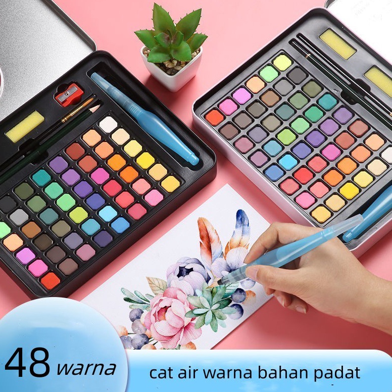 

KODE I27A cat air warna 36 dan 48 warna alat cat air warna per set sudah termasuk kuas dan kertas lukis