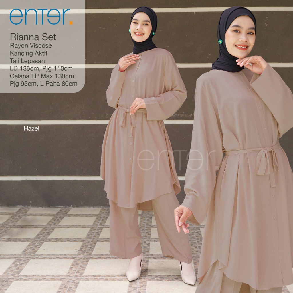 Setelan Rianna Set Jumbo Oneset Wanita LD136 Katun Rayon Viscose Baju Hijab Outfit Busui Friendly