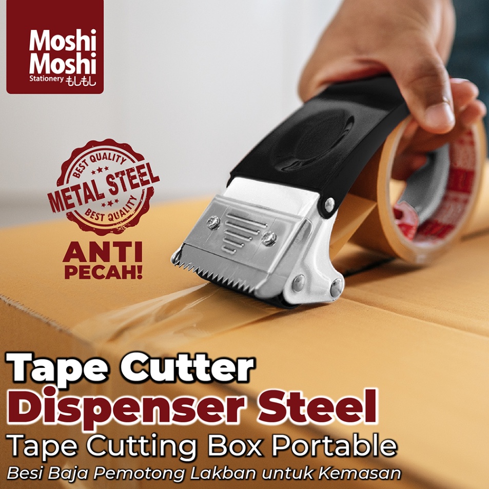 

Hemat Terbatas Tape Dispenser Box Steel Pemotong Selotip Lakban Cutter Packaging Besi