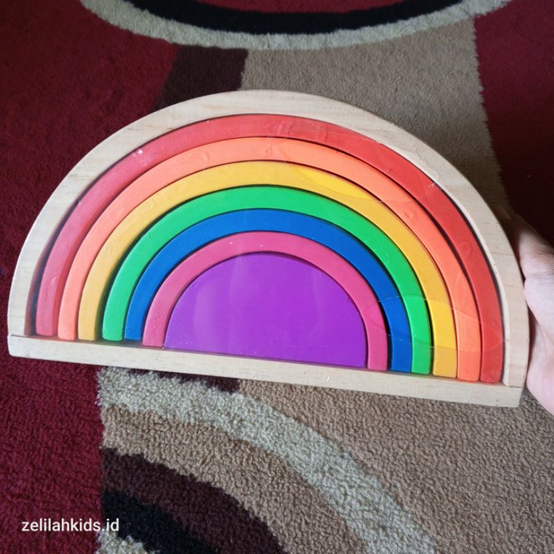Mainan menyusun Balok pelangi warna jumbo