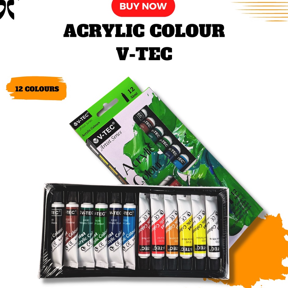 

Paket Terbatas PROMO CAT AKRILIK VTEC ACRYLIC COLOUR 6ml 12 Warna
