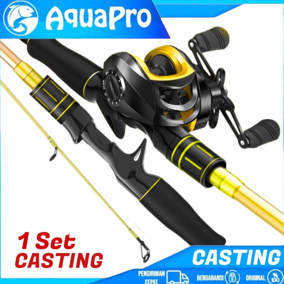 KODE Q7L AquaPro  1 Set Paket Joran Pancing Spinning  Baitcasting Untuk Casting Lure Fishing Rod Car