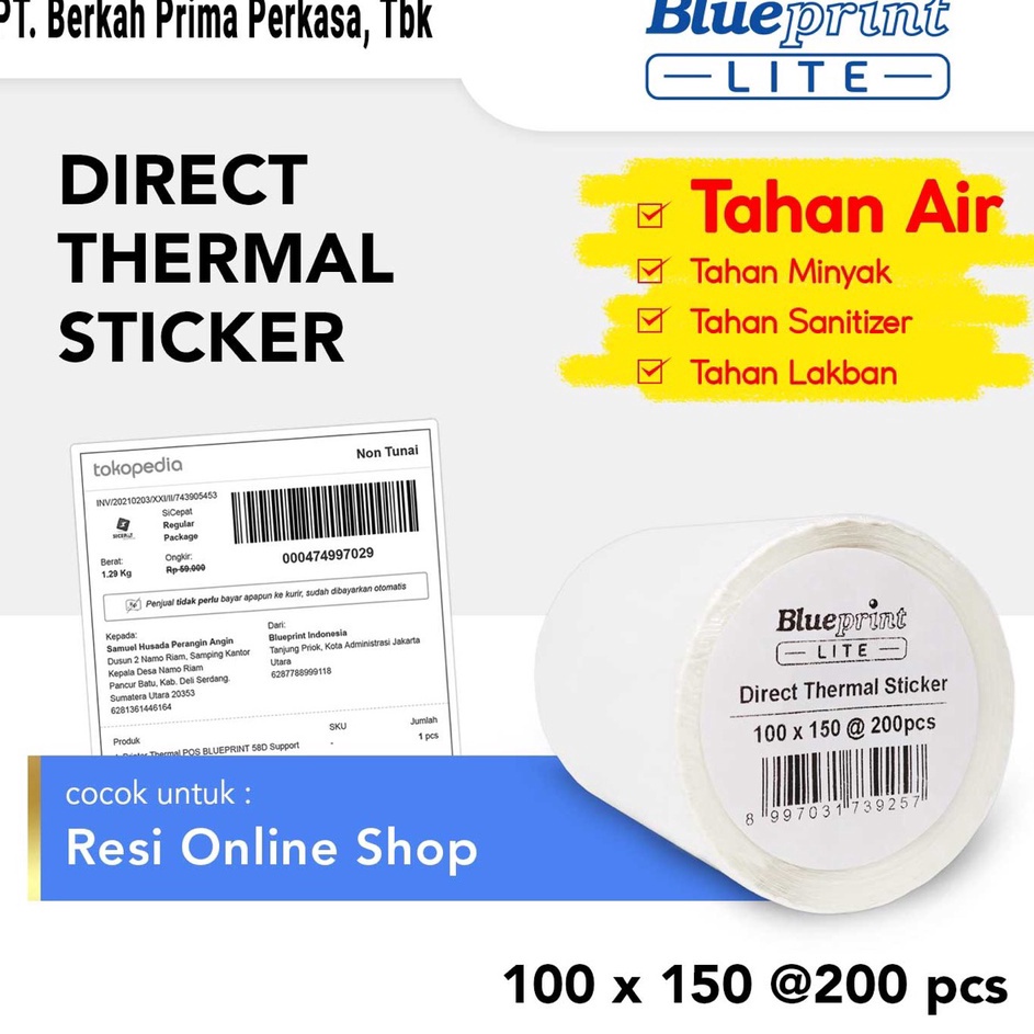 

Pencarian Terpopuler Direct Thermal Sticker 1 x 15 Label Pengiriman BLUEPRINT Lite 1x15 mm 2Pcs 1 Roll