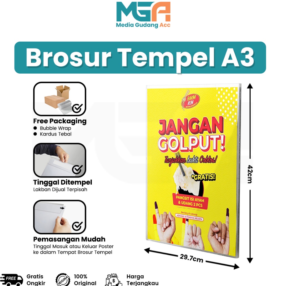 

Ready Surprise Tempat Brosur Tempel A3 Tempat Poster Tempel Dinding Akrilik Sign Holder