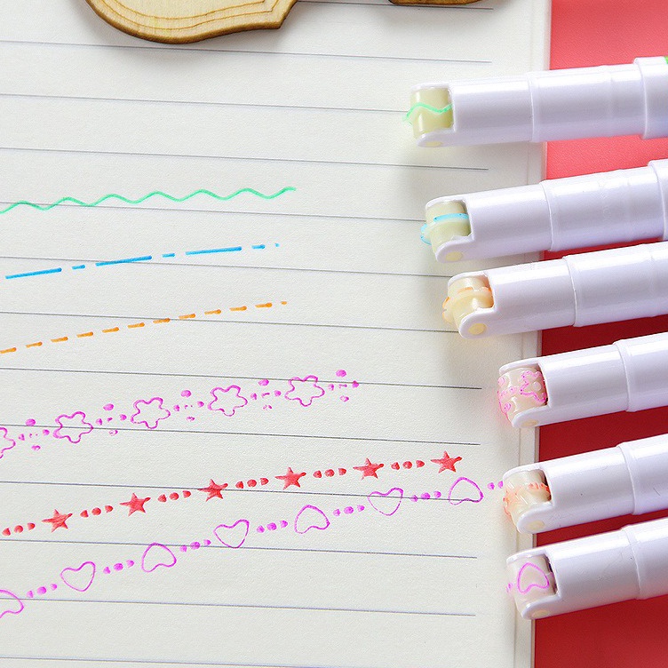 

Ready Menarik IDgrosir 6pcs Color Liner Pensil Pen Pena Garis Rol Warna Bermotif IDGST115