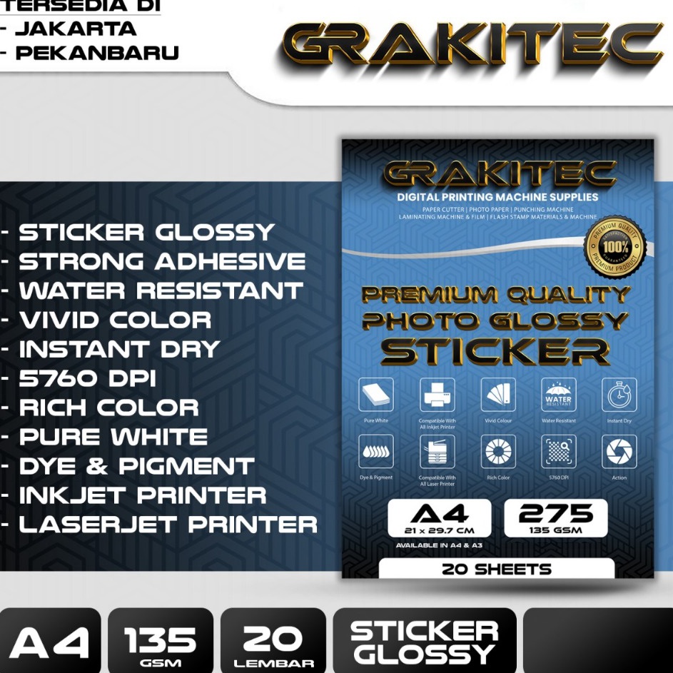 

Paket Irit Kertas Stiker Foto Glossy A4 135 Gsm 2 Lembar Glossy Photo Sticker Paper Support Printer EpsonCanonHPBrother Ori Dye