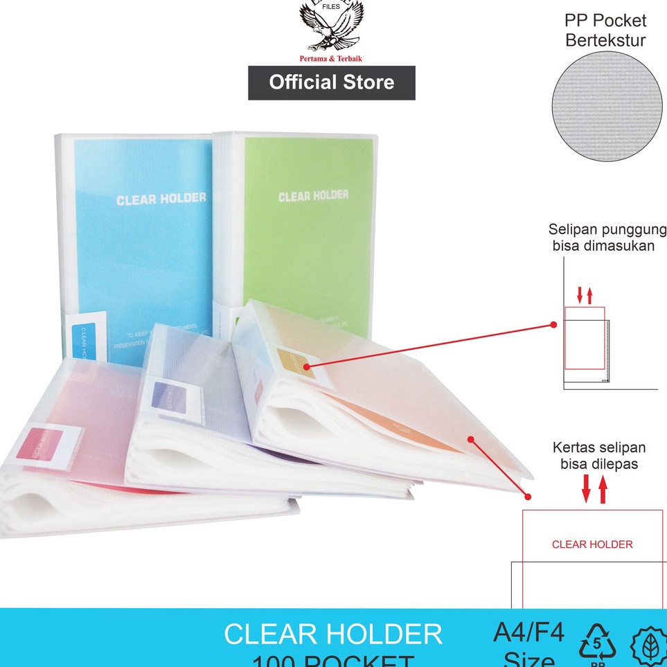 

Promo Populer Clear Holder 1 Pocket A4F4 EAGLE Document Keeper Display Book Document Keeper Warna Neon