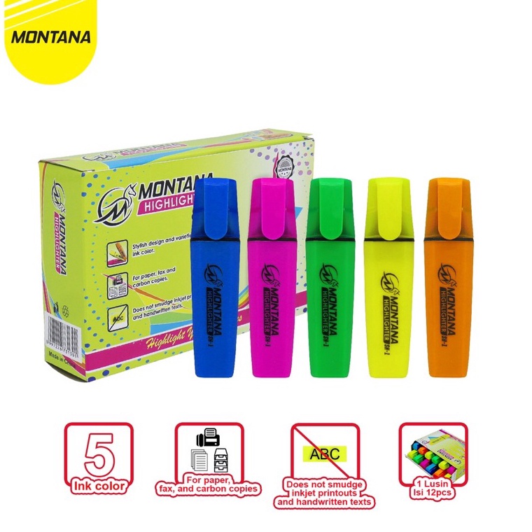 

KODE O16H 1BOX12PCS MONTANA HIGHLIGHTER STABILO MONTANA SH1 SH1P SH2