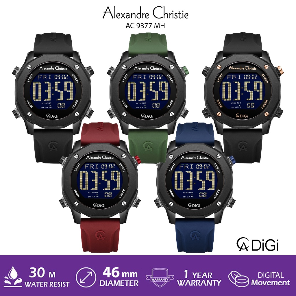 ALEXANDRE CHRISTIE PRIA AC 9377 JAM TANGAN DIGITAL PRIA ALEXANDRE CHRISTIE ORIGINAL