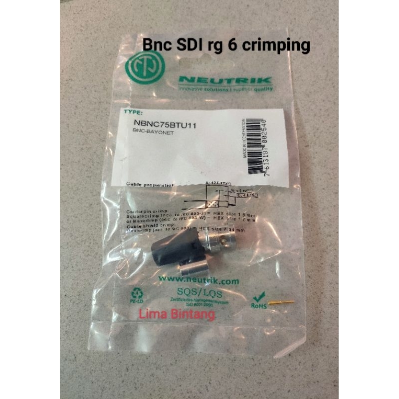 Konektor SDI BNC Rg 6 Neutrik original