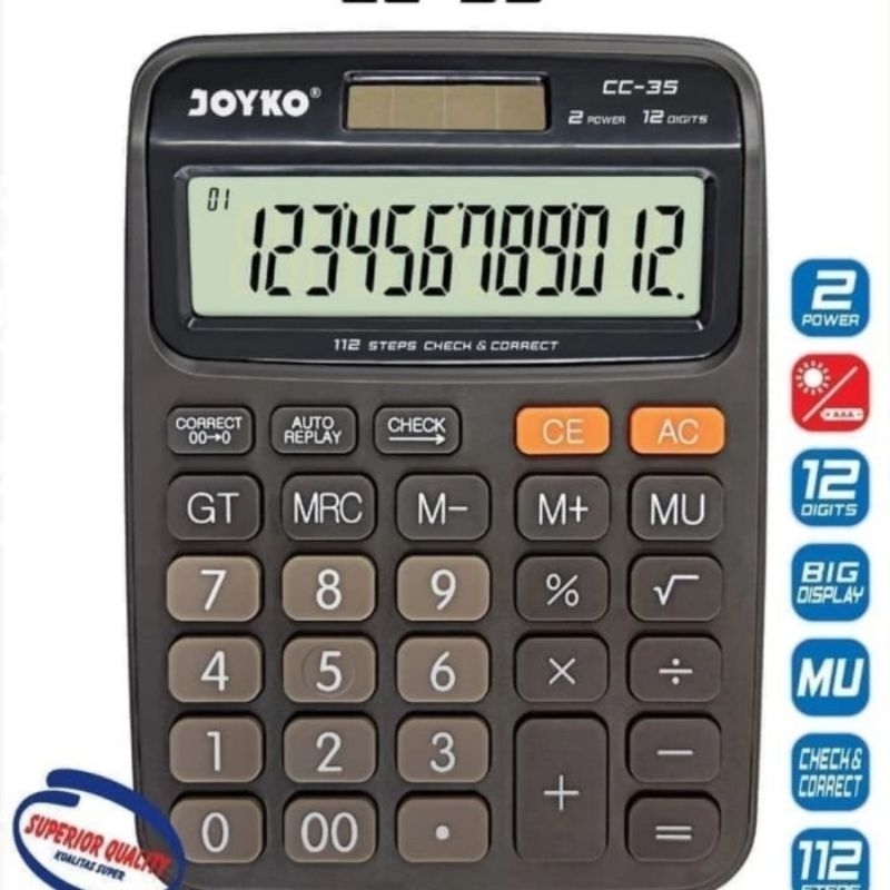 

Kalkulator Joyko CC-35 12 Digits Check Correct (1 Biji) / Calculator Joyko CC-35 / Joyko CC 35 / CC35