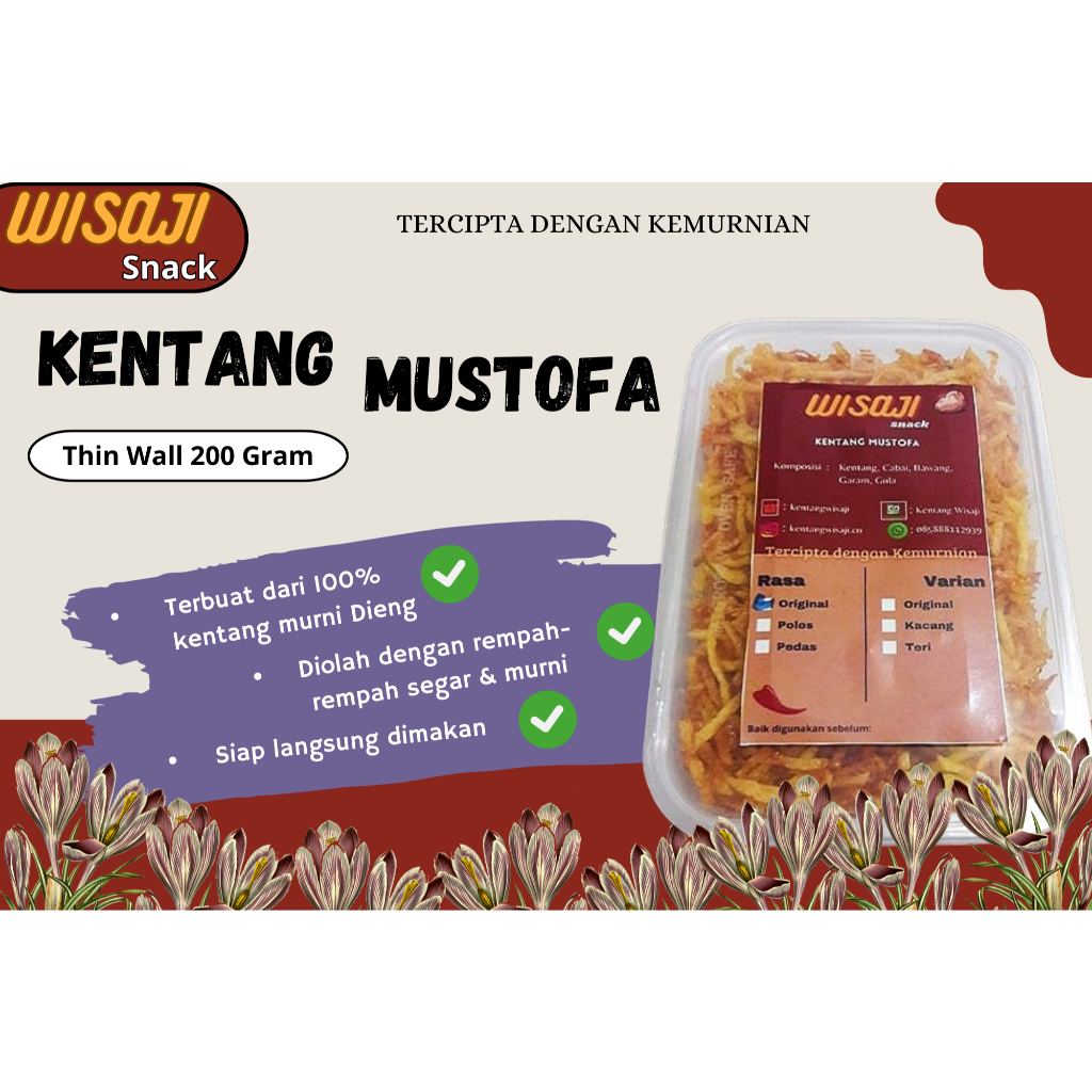 

Kentang Mustofa Wisaji Original (Toples isi 200 gram) - Kentang Goreng Kering Balado/Pedas Manis Tanpa MSG Kualitas Premium Krispi Kriuk Kering Renyah